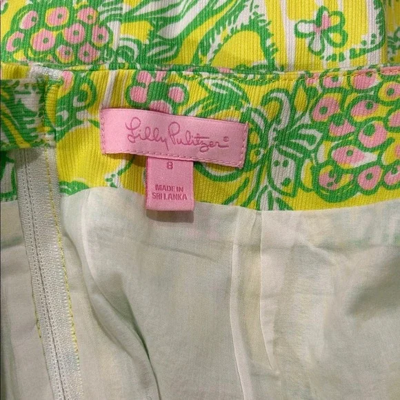 Lilly Pulitzer Yellow Green Pineapple Jungle Cat Mini Skirt Size 8 - Picture 4 of 4